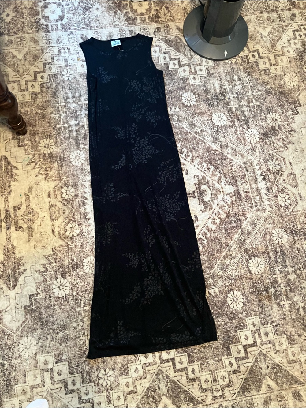 Jalate vintage phoebe buffey Sleeveless Black Floral Maxi Skirt Dress